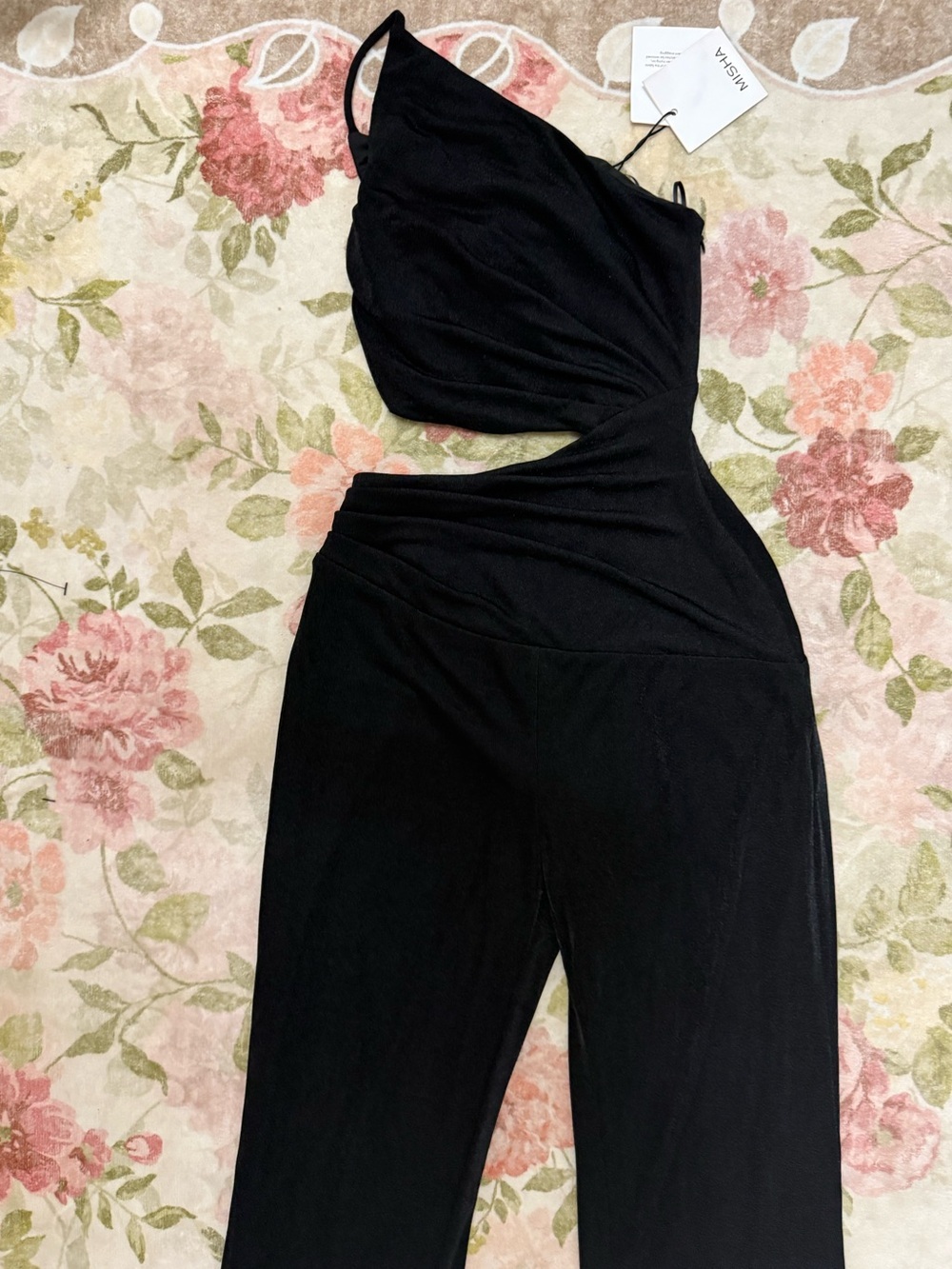 MISHA NWT Cut-Out One Shoulder Wide Leg Stretch Jumpsuit - Picture 6 of 10
